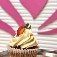 Strawberry vegan cupcake with vanilla vegan buttercream   at Irresistible Cupcakes in Fairfax