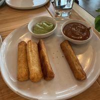 Yucca fries (green sauce was amazing!)  at Whole Harvest Kitchen in Leawood