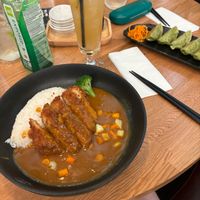 vegan katsu curry and vegetable gyoza at Maki & Ramen in Leeds