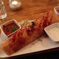 Peanut dosa with VERY small dal soup at Goura Pakora in Berlin