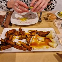 Aubergine fritters with palm honey at Tasca Telémaco in Tenerife