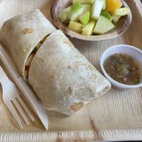 No meato burrito with fruit  at Cafe Coco in Washburn