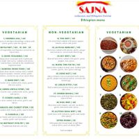 Menu etíope at Sajna-Lebanese and Ethiopian Restaurant in Lisbon