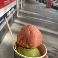 Strawberry and pistachio   at Kōri Ice Cream  in Melbourne