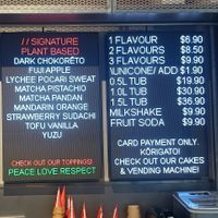 Menu at Kōri Ice Cream  in Melbourne
