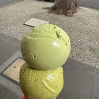 Pandan and Pistachio ice creams   at Kōri Ice Cream  in Melbourne