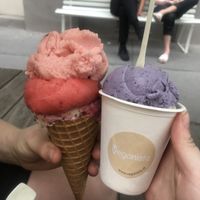 black forest gateaux, strawberry, watermelon and raspberry, hazelnut, blueberry/lavender  at Veganista Ice Cream I in Vienna