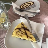 Biscuit roll and apple cake  at Ablak a Bablak  in Veszprem