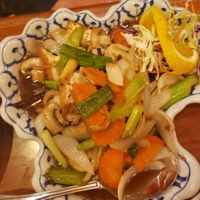 Ginger Stir Fry with tofu (vegan) at Takieng Thai Cuisine in Fair Oaks