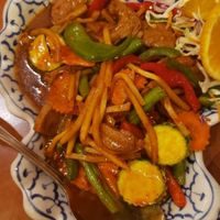 Pepper Stir Fry with Mock Chicken (vegan) at Takieng Thai Cuisine in Fair Oaks