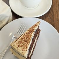 Mocha cake and hot chocolate at Pip & Oat in Llandudno