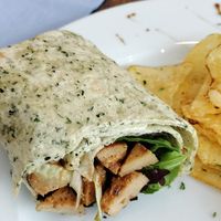 Half of the Vegan Duck Wrap at Pip & Oat in Llandudno