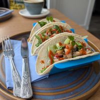 Mushroom tacos  at Pip & Oat in Llandudno