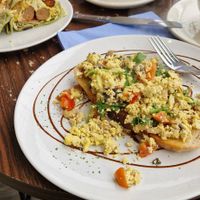 Scrambled Rainbow tofu. at Pip & Oat in Llandudno