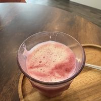  Beetroot latte  at Pip & Oat in Llandudno