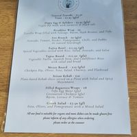 Menu March 2026 at Pip & Oat in Llandudno