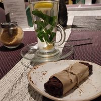 Mint tea and a snickers bar at Vegafe - Totoriu g. in Vilnius