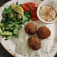 Falafel, hummus and salad at Vegafe - Totoriu g. in Vilnius