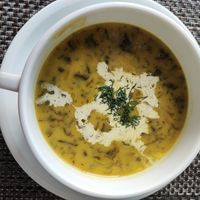 Creamy pea soup with spinach at Vegafe - Totoriu g. in Vilnius