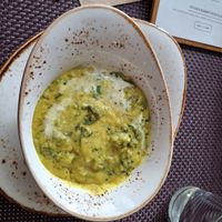 Zuppa di piselli gialli con latte di cocco at Vegafe - Totoriu g. in Vilnius