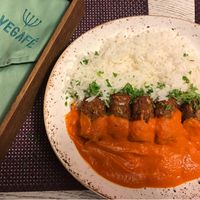 The vegan “meatballs”, I highly recommend!! at Vegafe - Totoriu g. in Vilnius