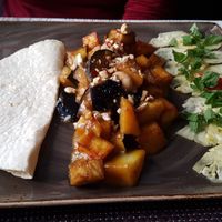 Eggplant, potatoes and pineapple at Vegafe - Totoriu g. in Vilnius