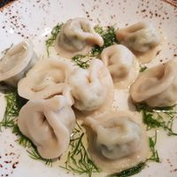 Pea dumplings with vegetable broth - AMAZING!!! at Vegafe - Totoriu g. in Vilnius