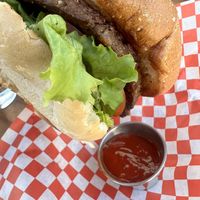 Impossible burger  at Drake's Brewing Co - Barrel House in San Leandro