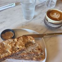 Sourgough toast with vegan cashew nut butter at Much & Mellow Cafe in Krabi