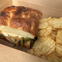 'Porchetta' and Provolne on Focaccia  at Three Girls on Spring in Charleston