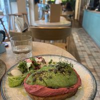 Vegan Avocado Toast with Beetroot Humus  at Lara Cafè Budapest  in Budapest