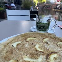 Apple Pancake and fresh mint tea  at De Muntkelder in Utrecht
