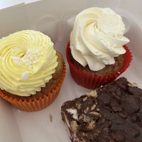 Lemon cupcake, Victoria sponge cupcake, rocky road  at Alma's Ethical Cakes & Bakes in Hebden Bridge