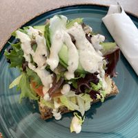 Smørrebrød mit veganem Shrimp und Creamcheese  at V Sorte Hest in Copenhagen