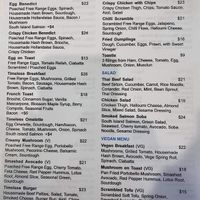 Menu at Timeless Cafe in Auckland