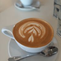 Coconut flat white at Timeless Cafe in Auckland