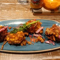 Sweetcorn fritters at Turtle Bay in Glasgow