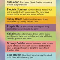 “Cheese” puff color coded guide at Cafe Joust  in Catskill