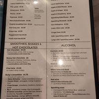 Drinks menu at George Street Canteen in St Albans