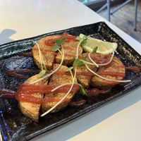 Yam with plum sauce and lemonn  at Kasu Udon Ebisuya 2 Go-Shop in Osaka