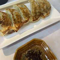 Fried gyozas  at Kasu Udon Ebisuya 2 Go-Shop in Osaka