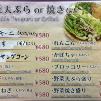 Veggie tempura options: let staff know you don't want the batter with egg in it. at Kasu Udon Ebisuya 2 Go-Shop in Osaka