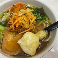 Vegan udon with eggless tempura at Kasu Udon Ebisuya 2 Go-Shop in Osaka