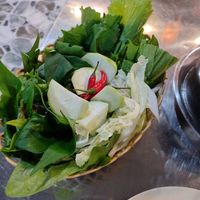 Vegetables for hot pot at Lau Chay Thien An in Ha Tien