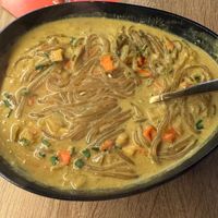 Curry with potato noodles and veggies  at Shlen - Salamanca in Madrid