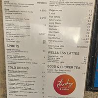 Drinks menu at Starsky & Hatch in Hastings