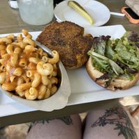 Sweet potato burger and Mac and cheese!  at Sal's Ballyhoo's in Key Largo
