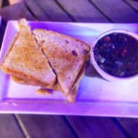 Black bean soup and melty cheese sarnie at Sal's Ballyhoo's in Key Largo