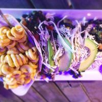 Black bean tacos and mac n cheese side at Sal's Ballyhoo's in Key Largo