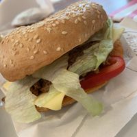 Madalmeat bagel (with soy not-meat) at Madal Cafe in Budapest